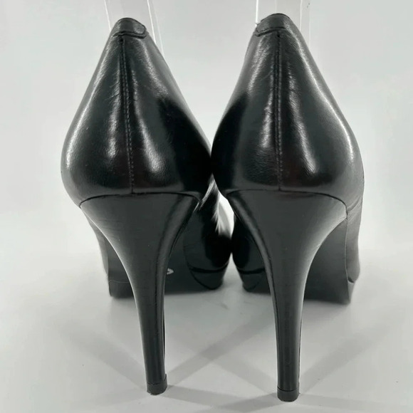Nine West womens heels size 7.5 black leather chunky platform stilettos - Picture 4 of 12